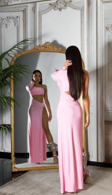 Gala Dress with XL Leg Slit Pink